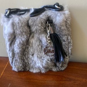 Michael Kors gray fur purse
